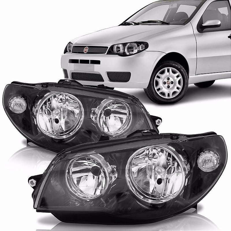 Farol Palio Duplo Máscara Negra Canhão Cromado (2004/2007) Original