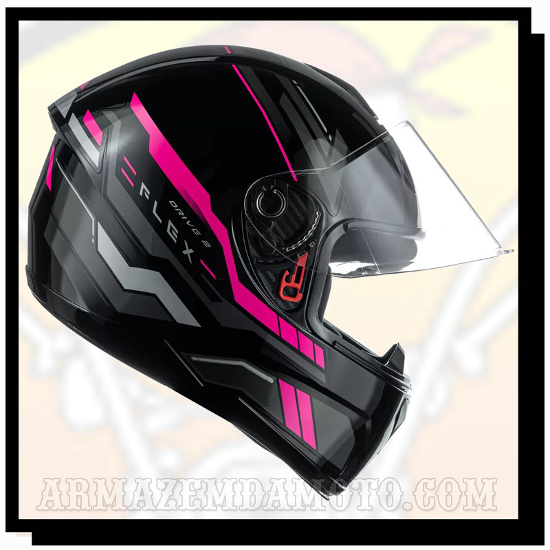 CAPACETE FLY DRIVE 2 FLEX PRETO / PINK - ARMAZÉM DA MOTO