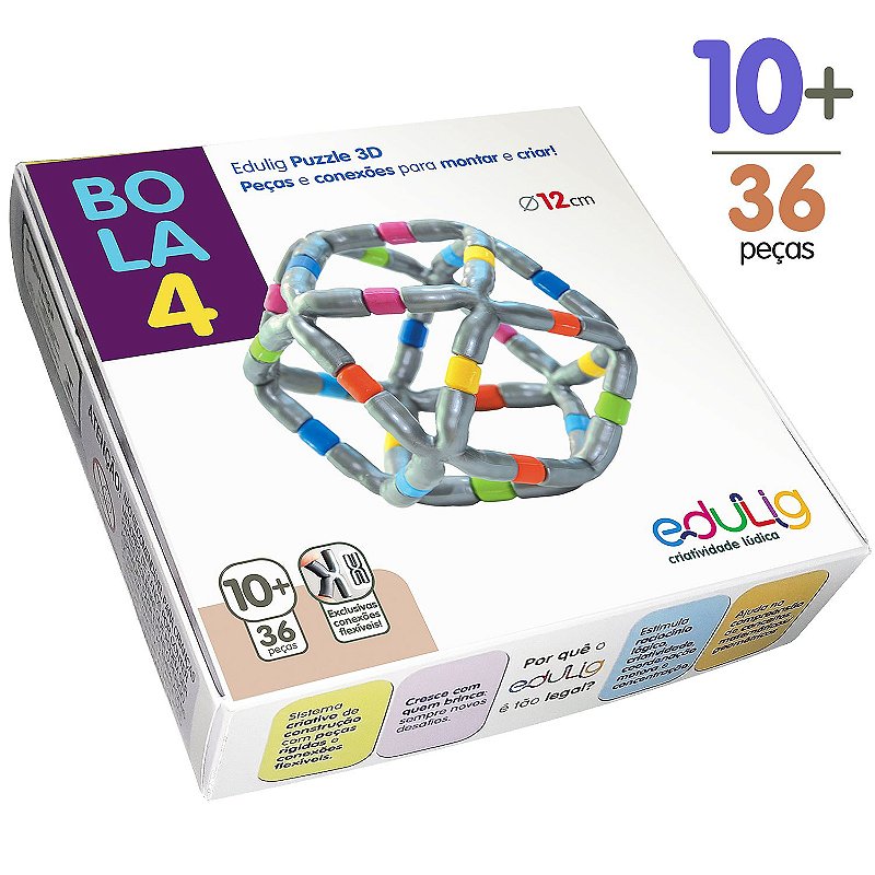 Quebra-cabeça Edulig Puzzle 3D Bola 10 - 90 peças e conexões - LKBF4A5C9 -  Edulig - Kits e Gifts