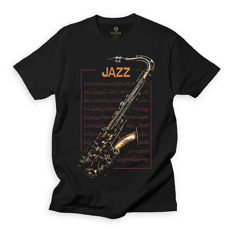 Camiseta Musica Cool Tees Sax Jazz e Blues Diferente - COOL TEES