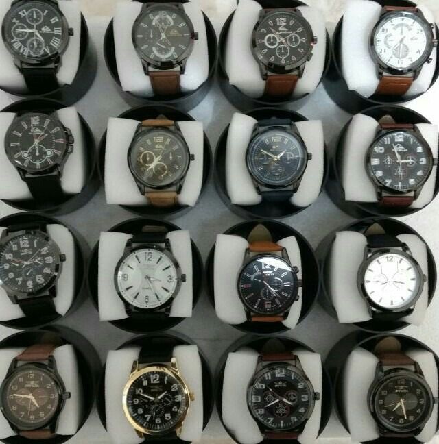 Kit 03 Relógios Luxo Pulseira de Couro Várias Marcas + Caixa