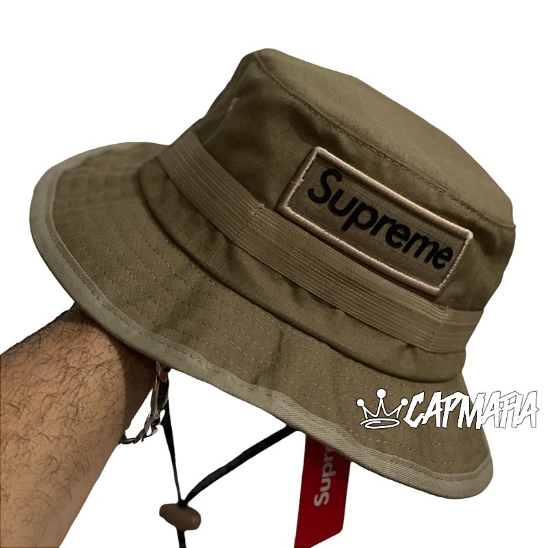 Bucket Hat Supreme Square Box Beige & Black - CAPMAFIA