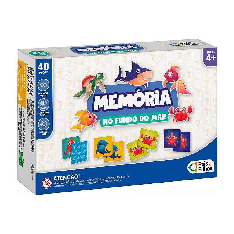 Jogo Da Memória - No Fundo Do Mar - 40 Peças - Pais E Filhos