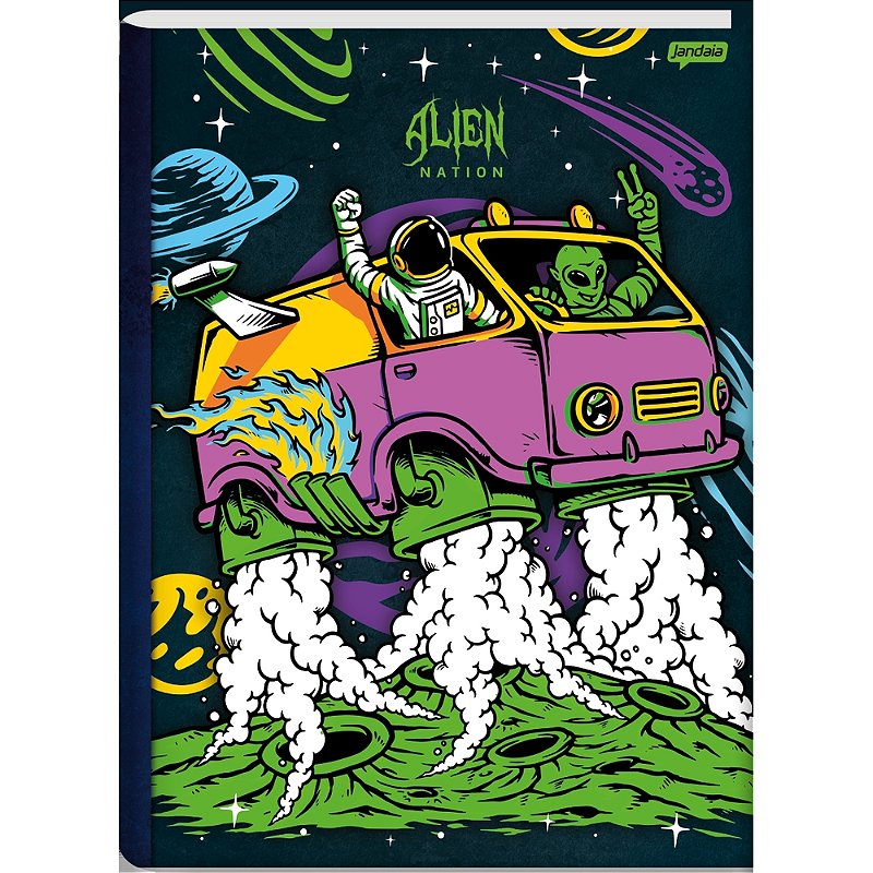 Caderno Brochura Alien Nation - Nave - 80 Folhas - Jandaia - Casa Joka