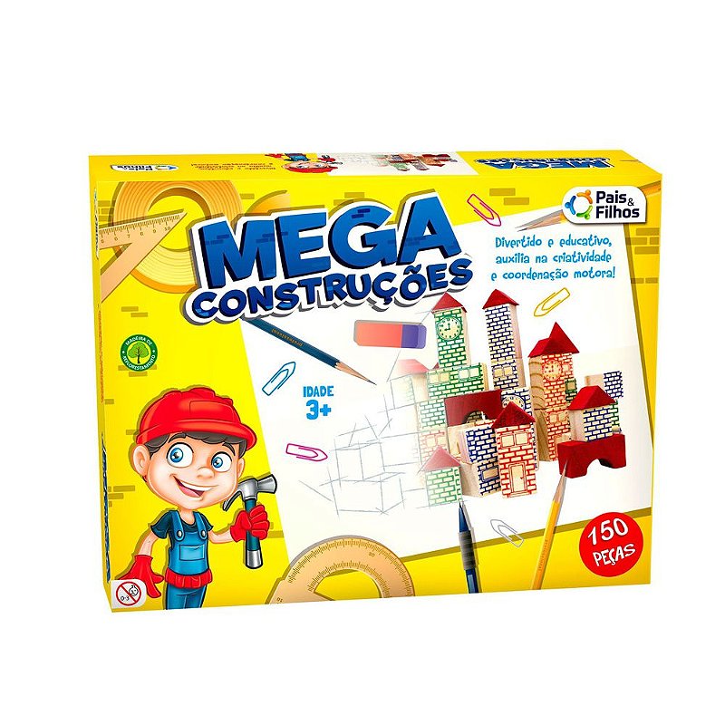 Jogo Mega Construções de Madeira com 76 Peças