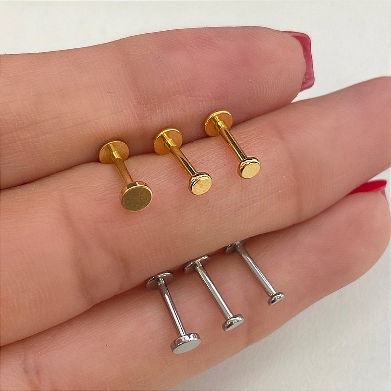 Orecchini Cartilagine Borchie Piercing Gemma Disco Piatto Schiena - Foto 6