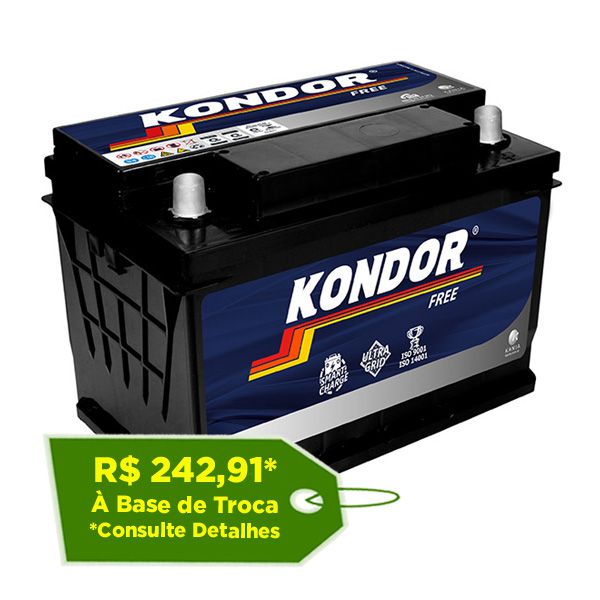 Bateria Kondor Free 60Ah - 10X SEM JUROS | Reis Baterias - Reis Baterias:  Pague em 10X SEM JUROS