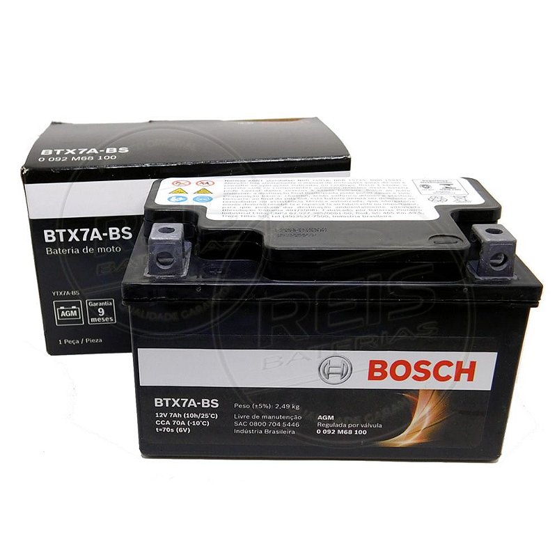 Bateria Bosch Moto 7Ah | Reis Baterias | Bateria Automotiva - Reis Baterias:  Pague em 10X SEM JUROS