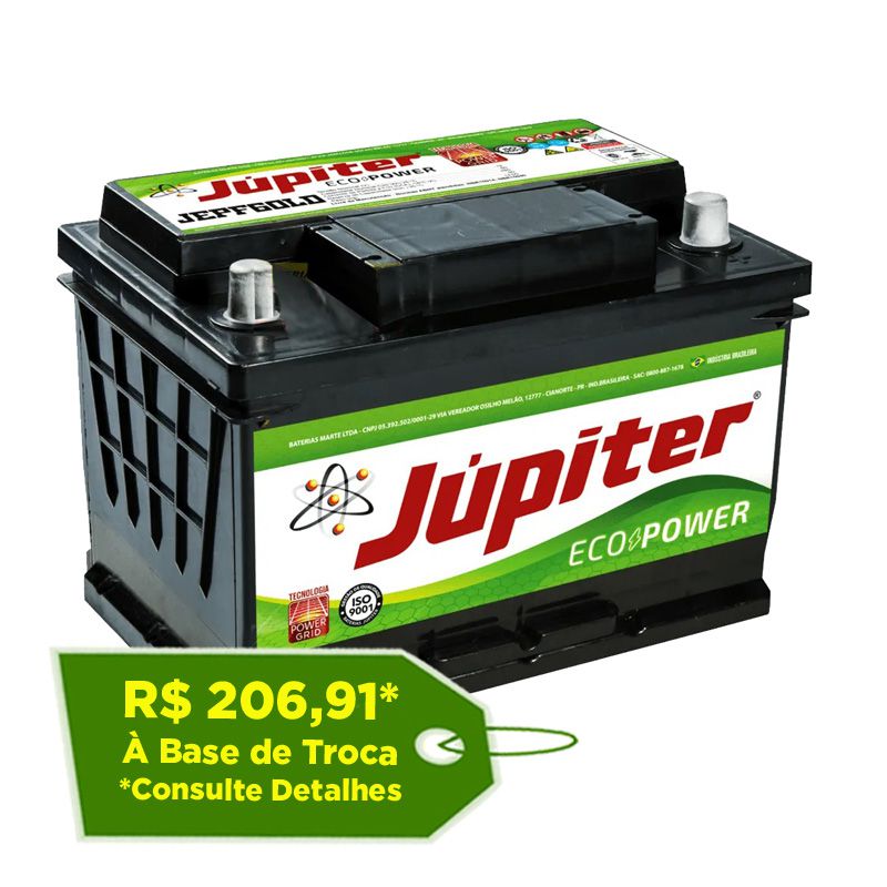 Bateria Jupiter Ecopower 60Ah EPF60LD - Reis Baterias: Pague em 10X SEM  JUROS