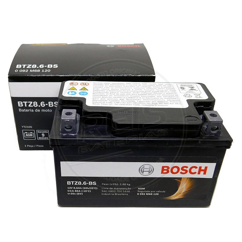 Bateria Bosch Moto Ah BTZ BS Selada AGM Ref Yuasa YTZ S Reis Baterias Pague Em