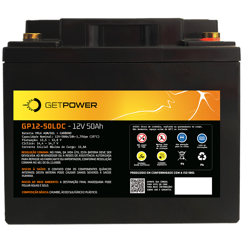 Bateria Estacionária GEL GetPower 12V – 50Ah | Reis Baterias
