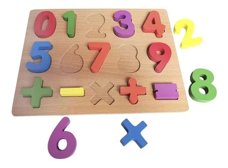 Tabuleiro Com Números E Sinais Educativo Peças De Encaixe Matemática  Divertida Móveis Em Madeira MDF Didático Escola Maninho Brinquedos Presente  Criança Bebê