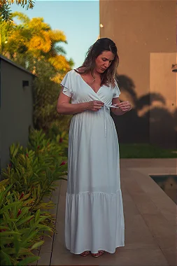 Mia Madre Moda Gestante - Gravidez, Vestido Branco-Chá Revelação -2023 -  Mia Madre - Moda Gestante