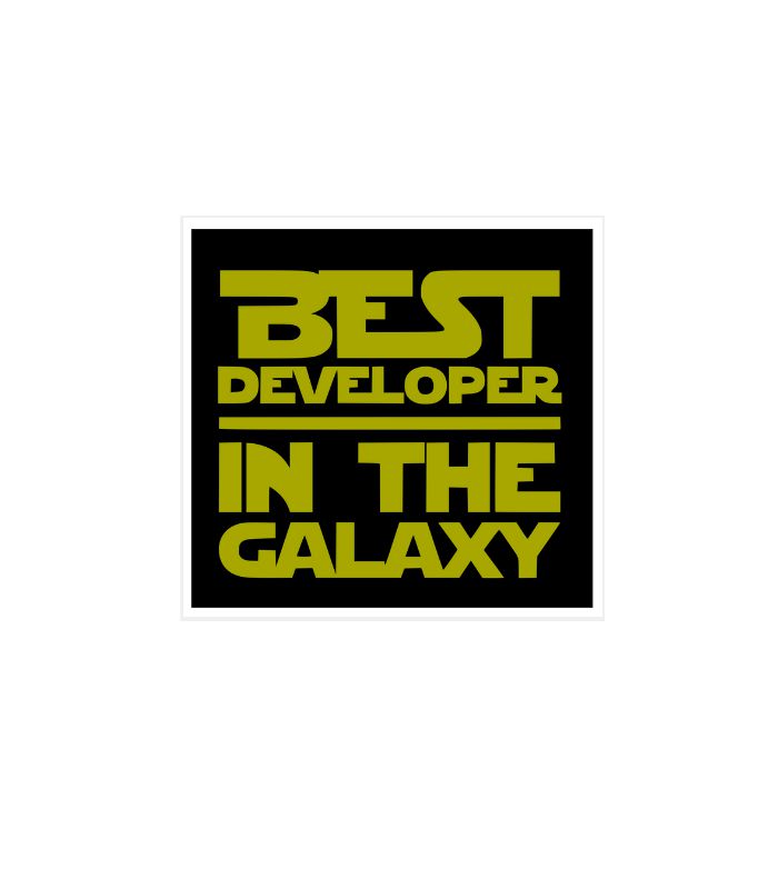 O adesivo programador Best Developer é uma clara referência ao nosso querido Star Wars brincando com a tipografia usada na saga intergalática. 