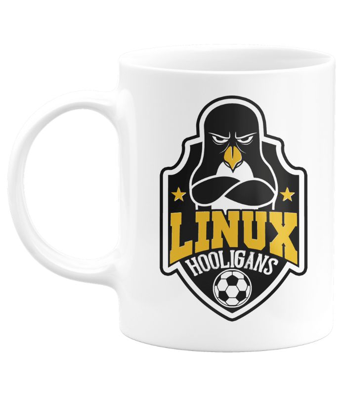 Nossa Caneca Linux  é um produto especial de desenho exclusivo tem sua estética expirado em emblemas de times antigos de futebol,  E é claro como destaque nosso amigo Tux.