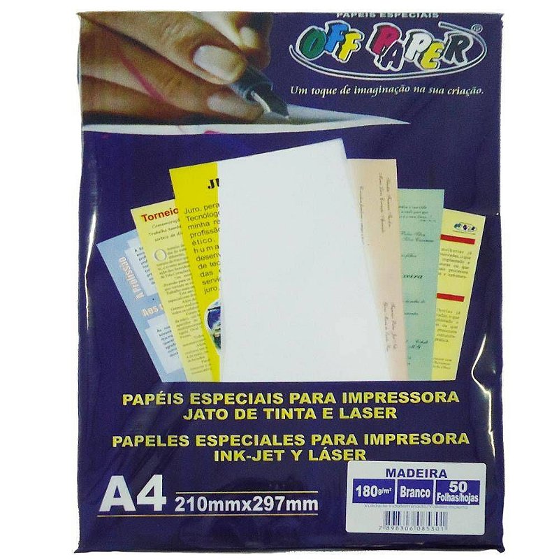 Papel Madeira A4 180 Branco Off Paper (7898306085301)