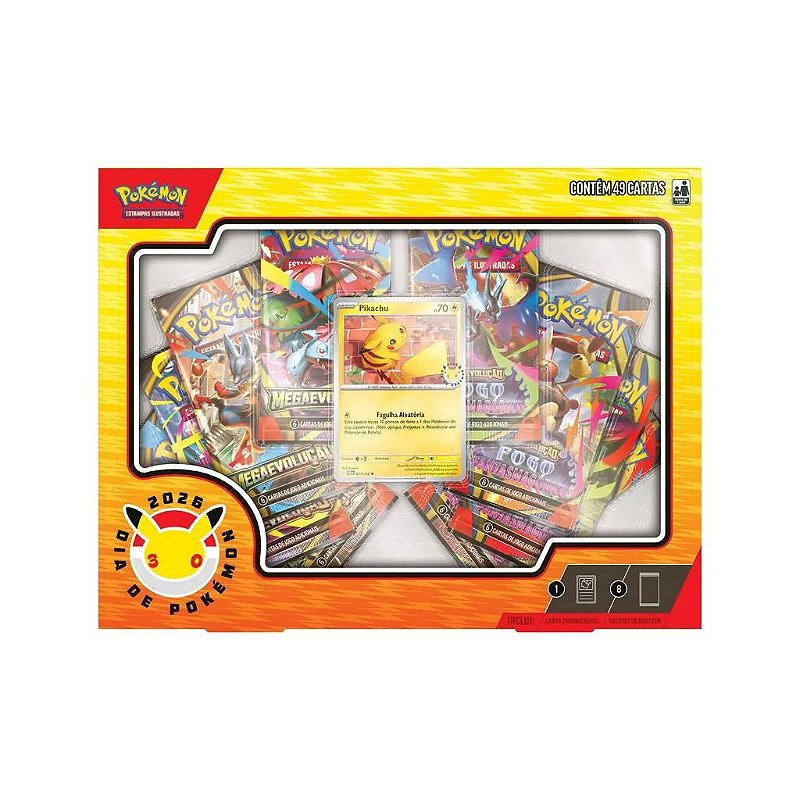 【希少★即購入可】2026 POKEMON DAY ピカチュウ gemix10 Box Coleção Dia de Pokémon 2026 Pikachu Copag - Cadê Meu Jogo