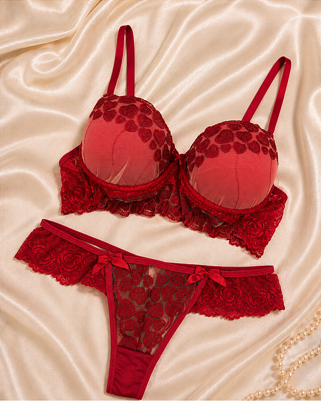 CONJUNTO VERMELHO TULE ROMANTIC C/ BOJO