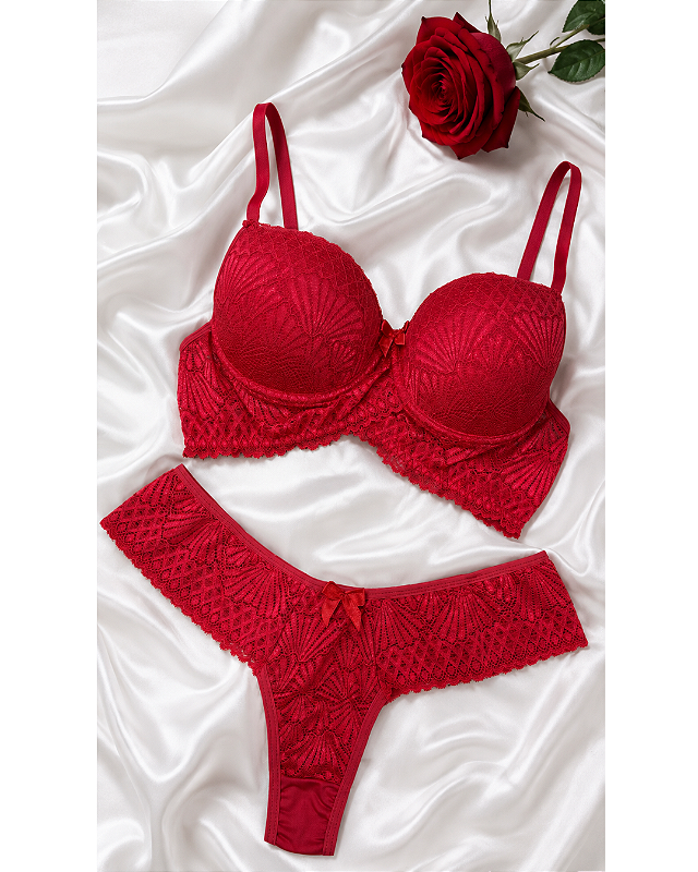 CONJUNTO VERMELHO RENDA BASE TRANSPASSADO