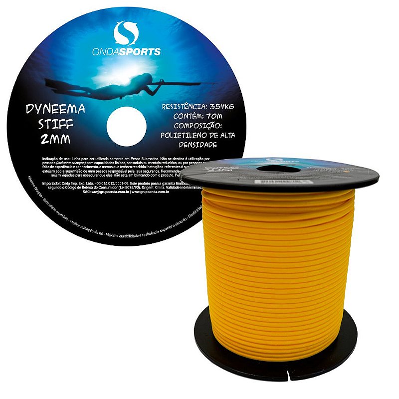 Linha Dyneema STIFF 2,0 mm (100% UHMWPE) Onda Sports (Amarela