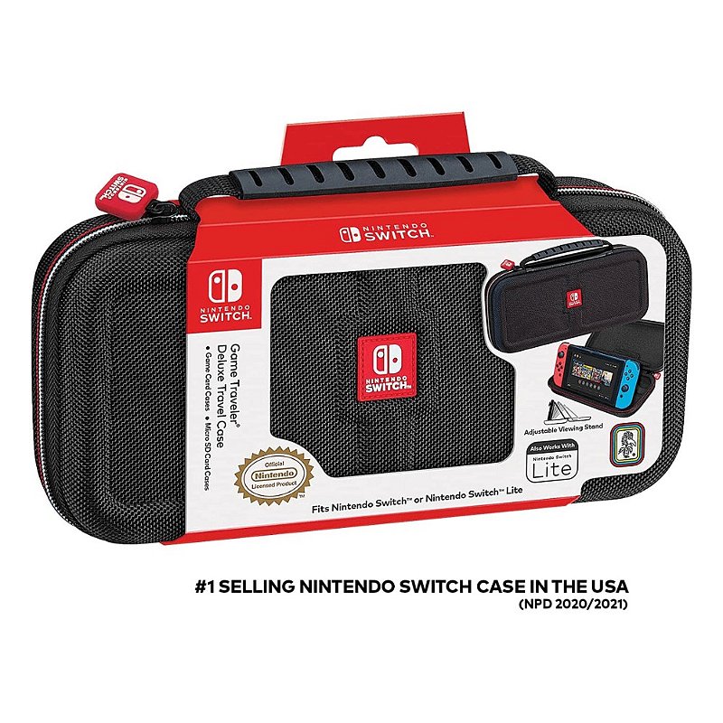 Nintendo Switch Lite + スカーレット + ケース Deluxe Game Travel Case All Black p/ OLED, Lite e Switch - Game