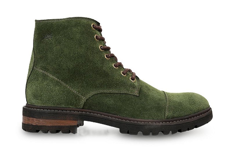 Bota Masculina Cano Médio Couro Camurça Verde Musgo Barcelona Design |  Montana Bull - Barcelona Design | Site Oficial ® | Calçados Masculinos