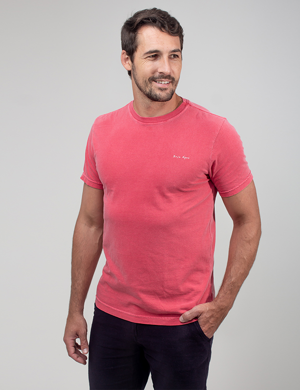 Camiseta Básica Masculina Estonada Rosa Seja Água