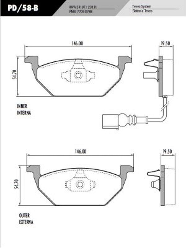 PASTILHA DE FREIO FRAS-LE PD/58-B - PAR (COM SENSOR) - COMERCIAL LIG