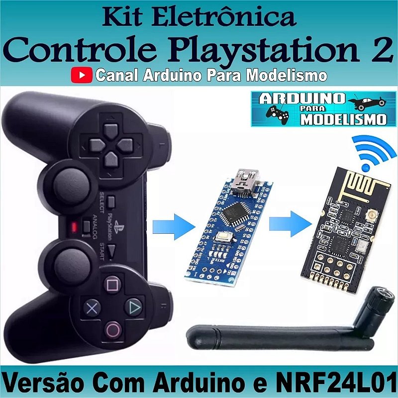 Como fazer um Avião de Controle Remoto com Arduino Controle de Playstation  2 e NRF24L01 - V03 