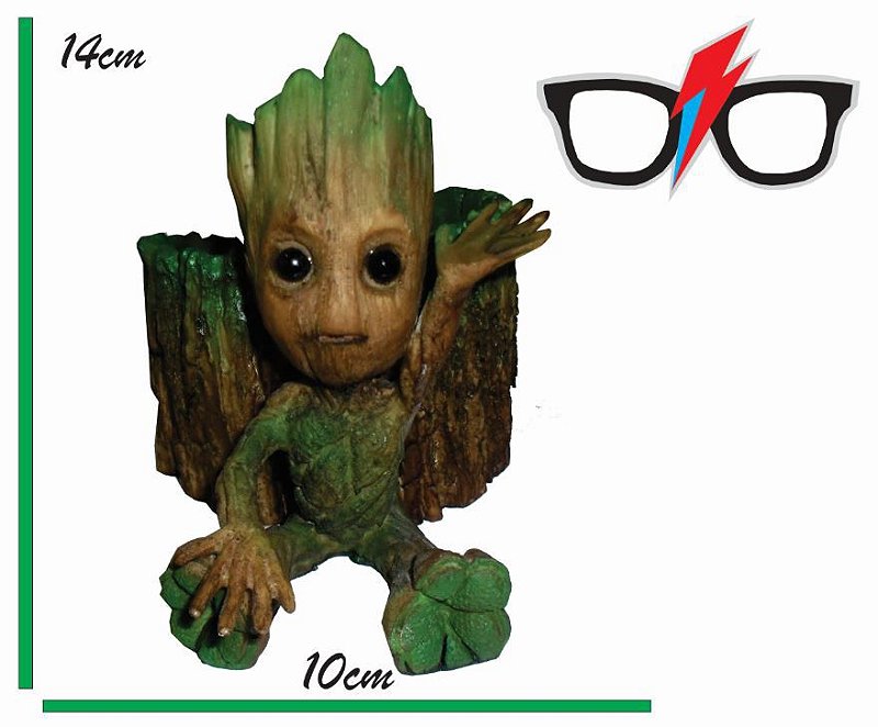vaso Baby Groot sentado tronco