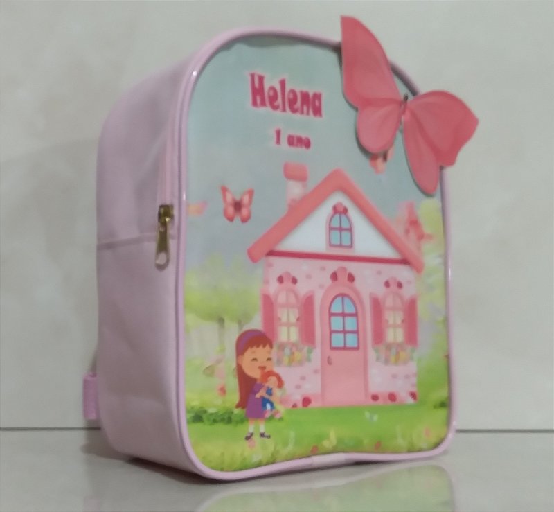 Mochila Infantil Personalizada Aniversario Casa de Boneca