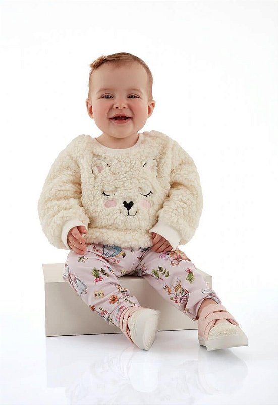 Conjunto de Bebê de Menina Blusa Pelinho Up Baby Tipinhos Moda