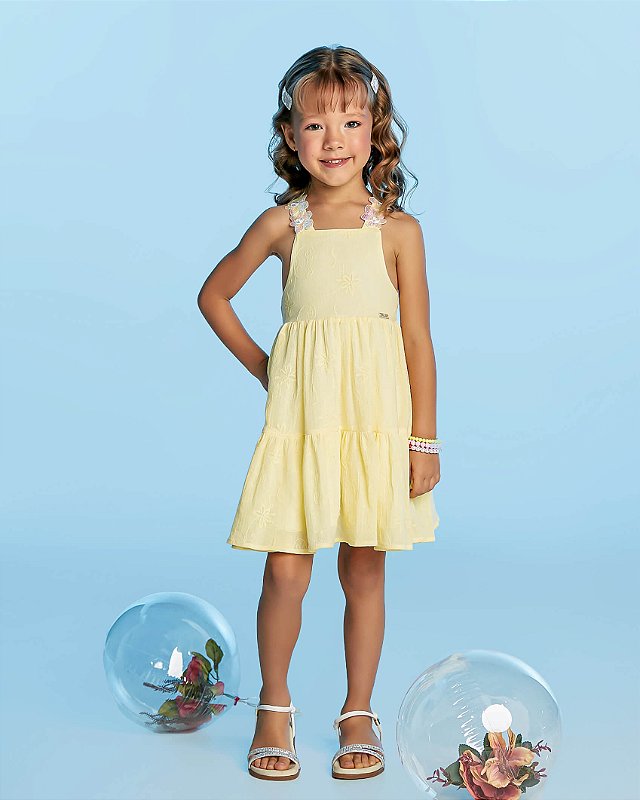 Vestido Infantil Fresquinho Amarelo da Gabriela Aquarela Tipinhos