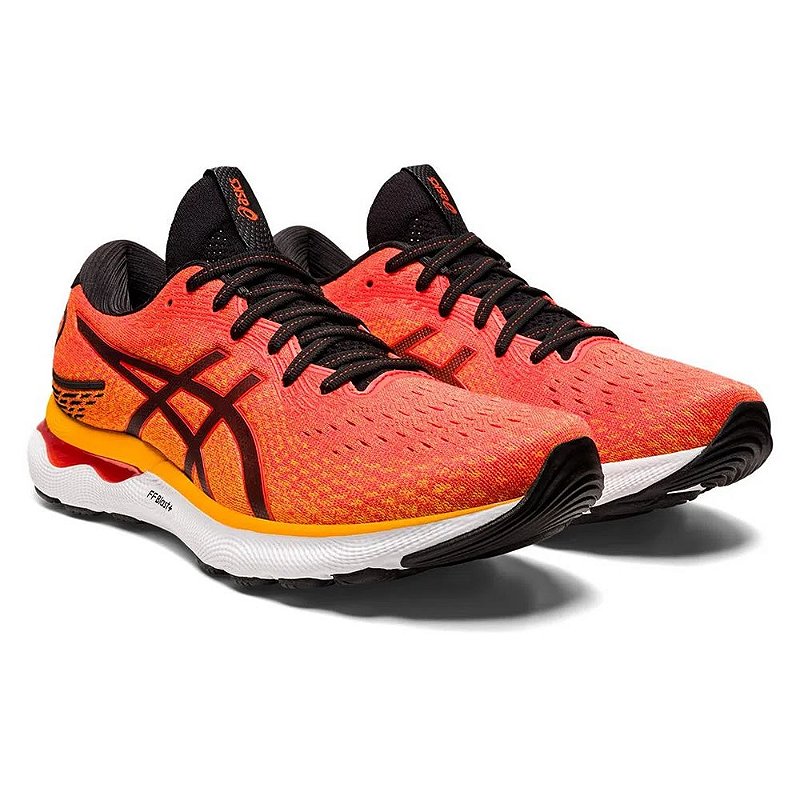 Tenis Asics Gel Nimbus 24 Laranja e Preto Masculino - 10K Sports