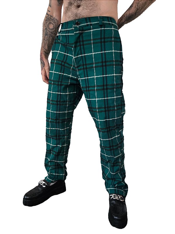 Calça Xadrez Verde Meijor