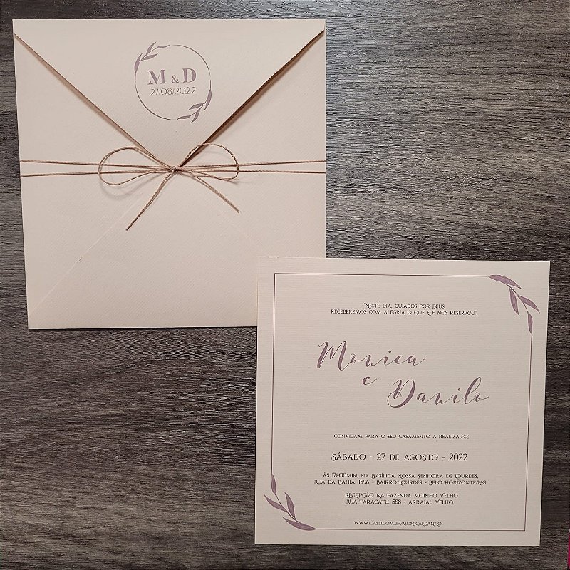 Convite casamento rose classico com brasao