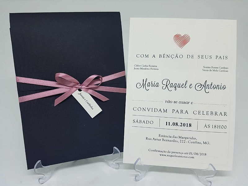 Convite preto e rose