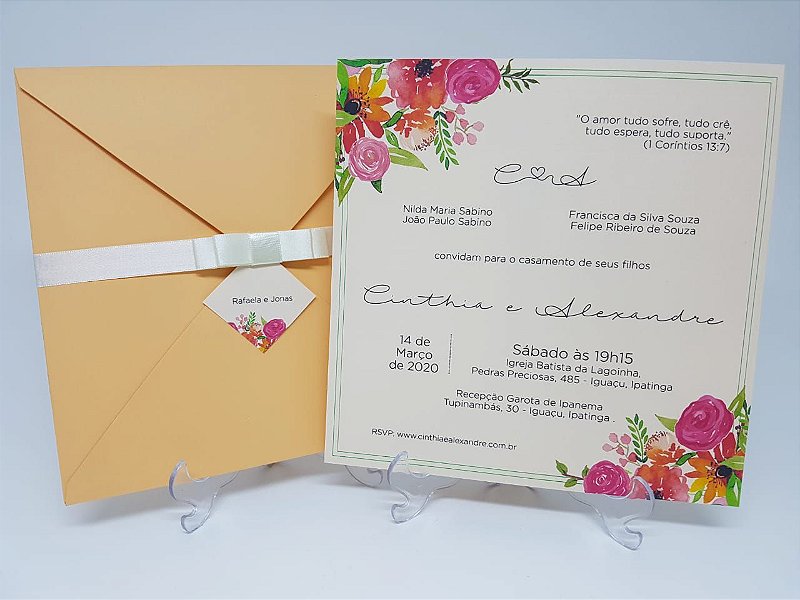 Convite casamento tropical cores