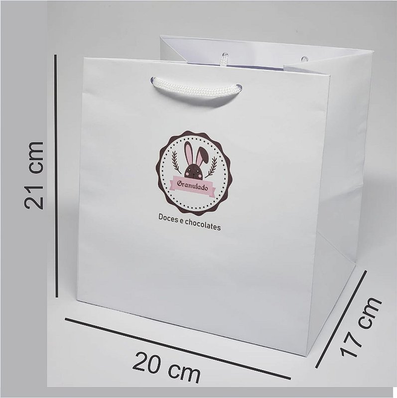 Sacola personalizada em papel tamanho M4 - Kit com 100