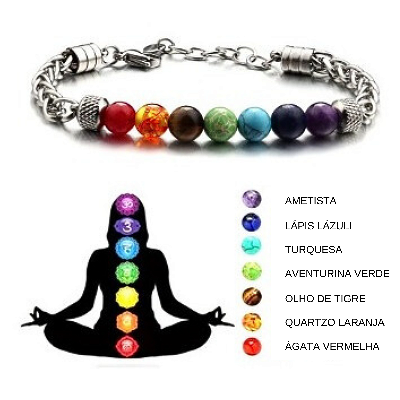 PULSEIRA CHAKRA EM AÇO CIRÚRGICO UNISSEX - Moriá Joias em Aço Inox