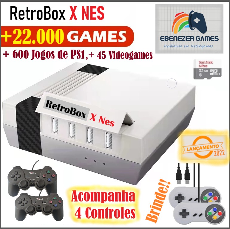Vídeo Game Retro 34 Mil jogos 64 GB 2 Controles Modelo PS1 : :  Eletrônicos