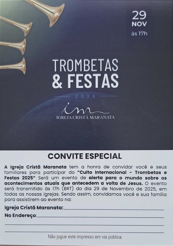 CONVITE - TROMBETAS & FESTAS 2025 - ICM - Central Evangélica