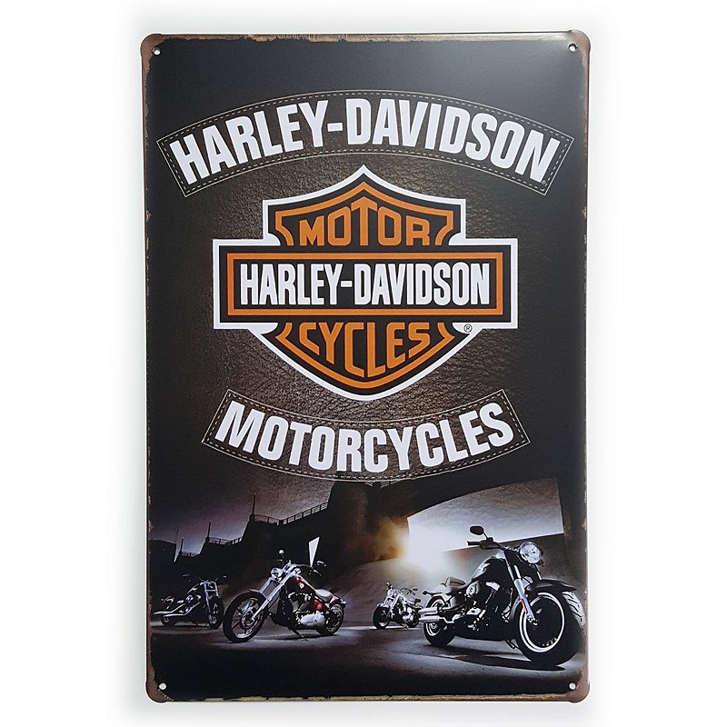 Placa de Metal Harley-Davidson Motorcycles - 30 x 20 cm - Yaay