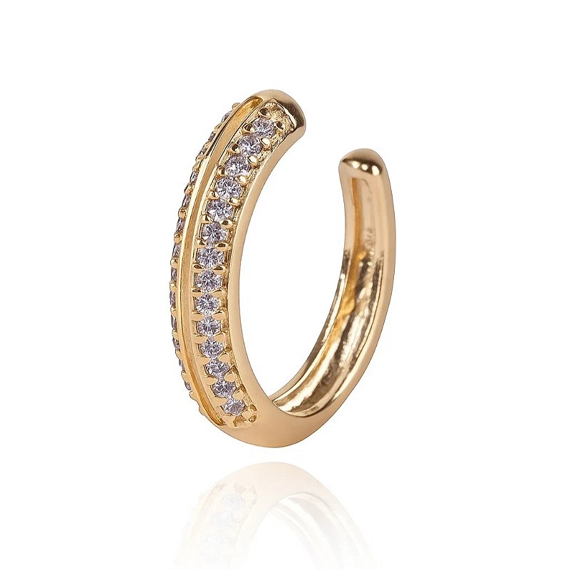 Piercings cravejados com zircônias folheado em ouro 18k