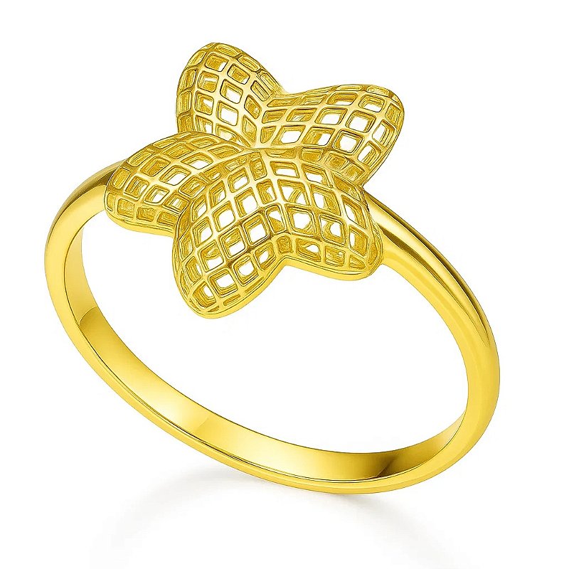 Anel estrela folheado a ouro 18k