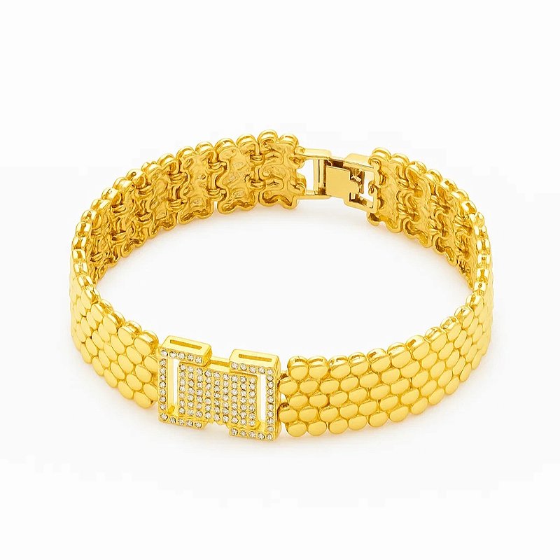 Pulseira bolinha lisa cravejado em zircônia