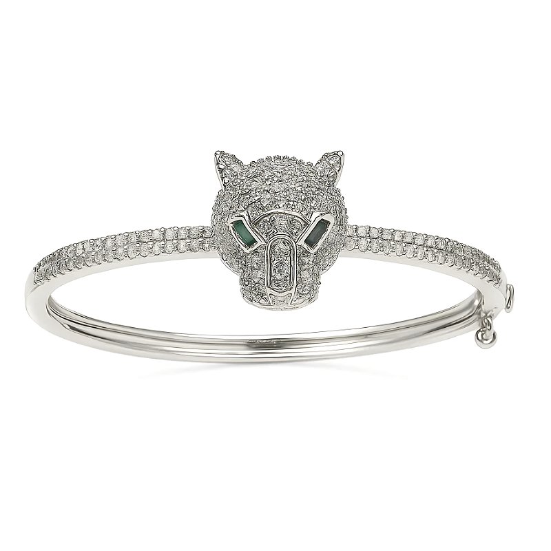 Bracelete de Tigre Banhado em Ródio Branco