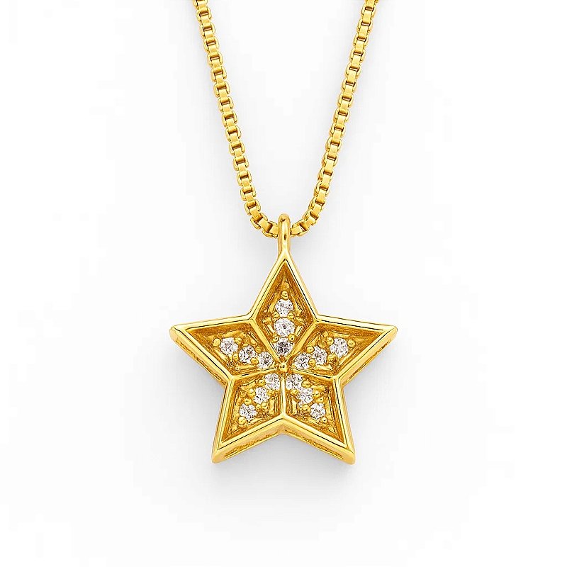 Colar com Pingente Estrela Folheado a Ouro 18k