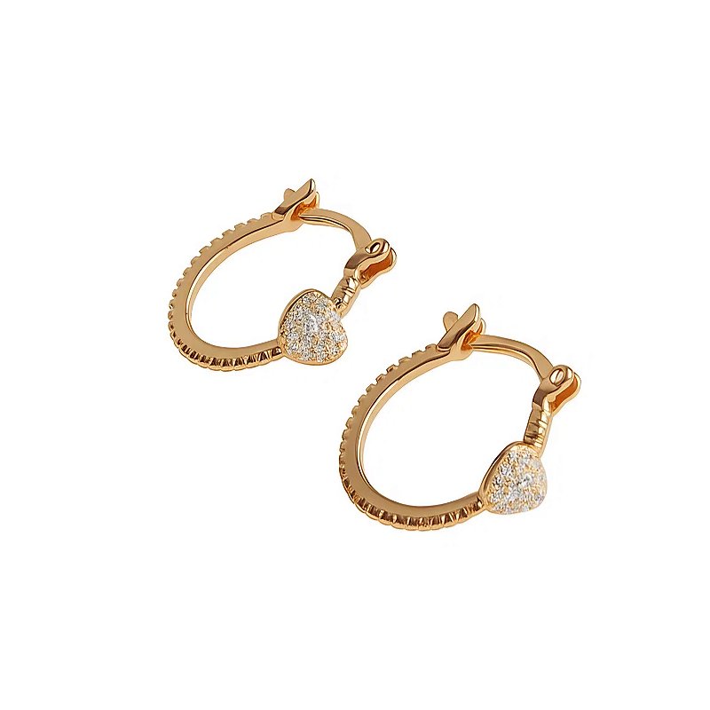 Argolinha Coração Cravejado com  Zircônias Folheada a Ouro 18k