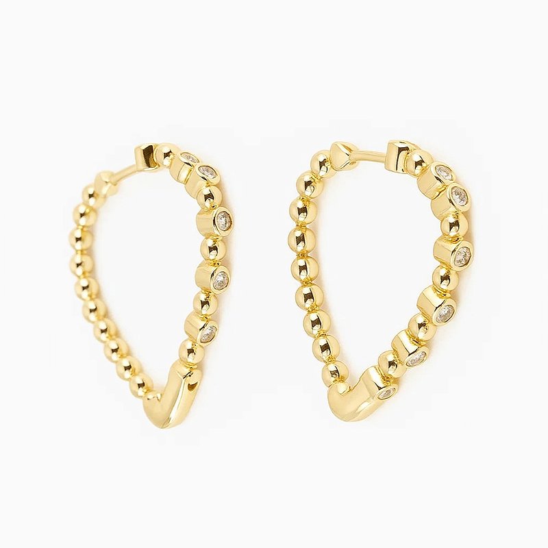 Argola Design Coração Folheada a Ouro 18k